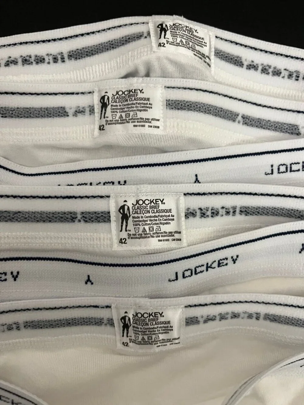 Jockey Men's 42 White Cotton Classic Briefs Underwear 4pr NWOT
